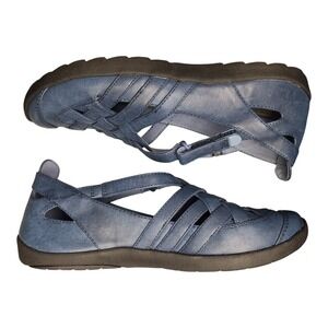 Baretraps Farrell Cross Strap Flats Womens US 6M Navy Synthetic Comfort Slip On